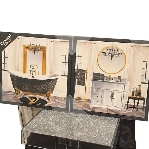 Crystal Luxe Bath Time With Louis Vuitton 2-PC Framed Canvas Wall Decor - Picture 4 of 13